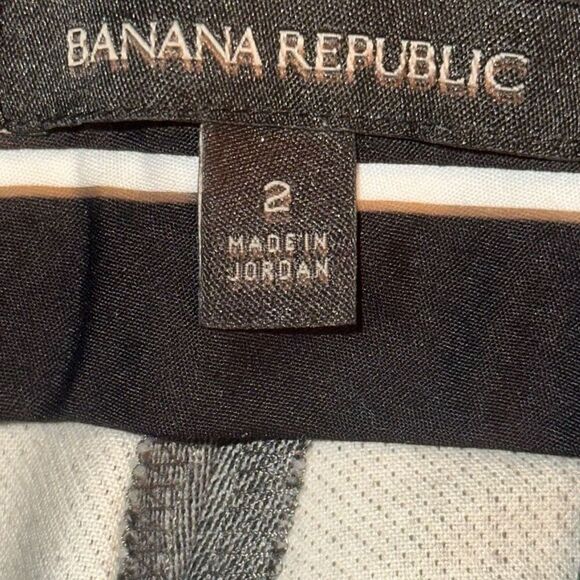 Banana Republic Gray Twill Stretch Flat Front Ankle Trouser Pants Ladies Size 2 - Picture 2 of 10